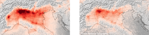 Tasso d’inquinamento dell’atmosfera delle regioni del Nord Italia prima e durante i lock-down del 2020